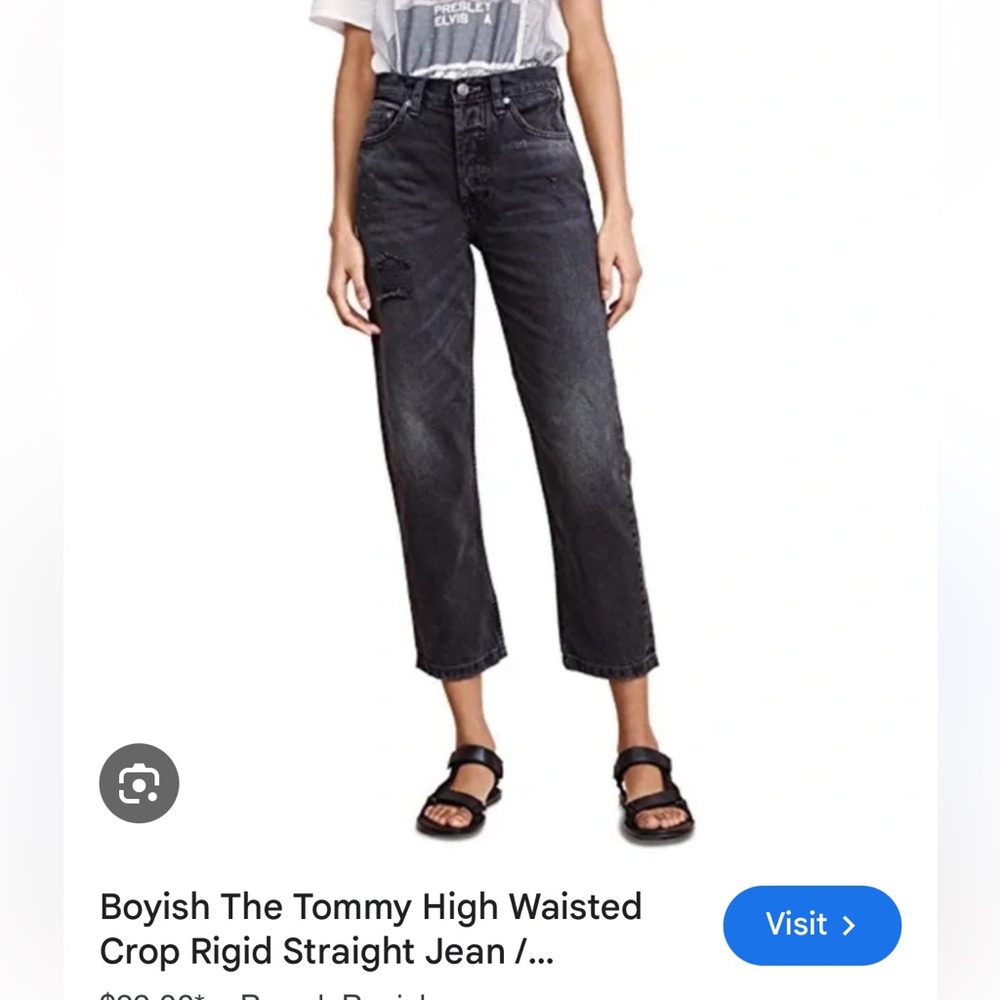 Boyish dark wash high waist Ankle Crop Jeans